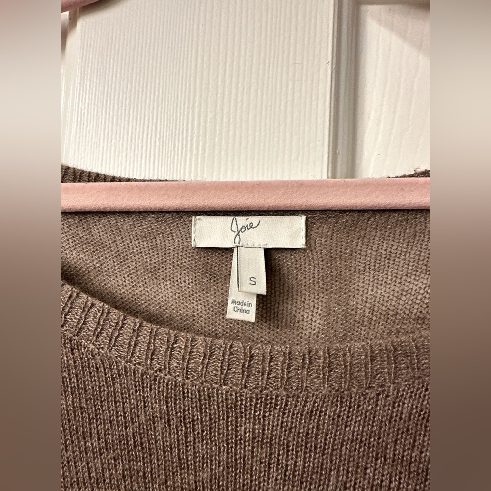 Joie Brown Grey Aztec Boho Brenda Geometric Wool Cashmere Sweater S M L - Picture 9 of 15